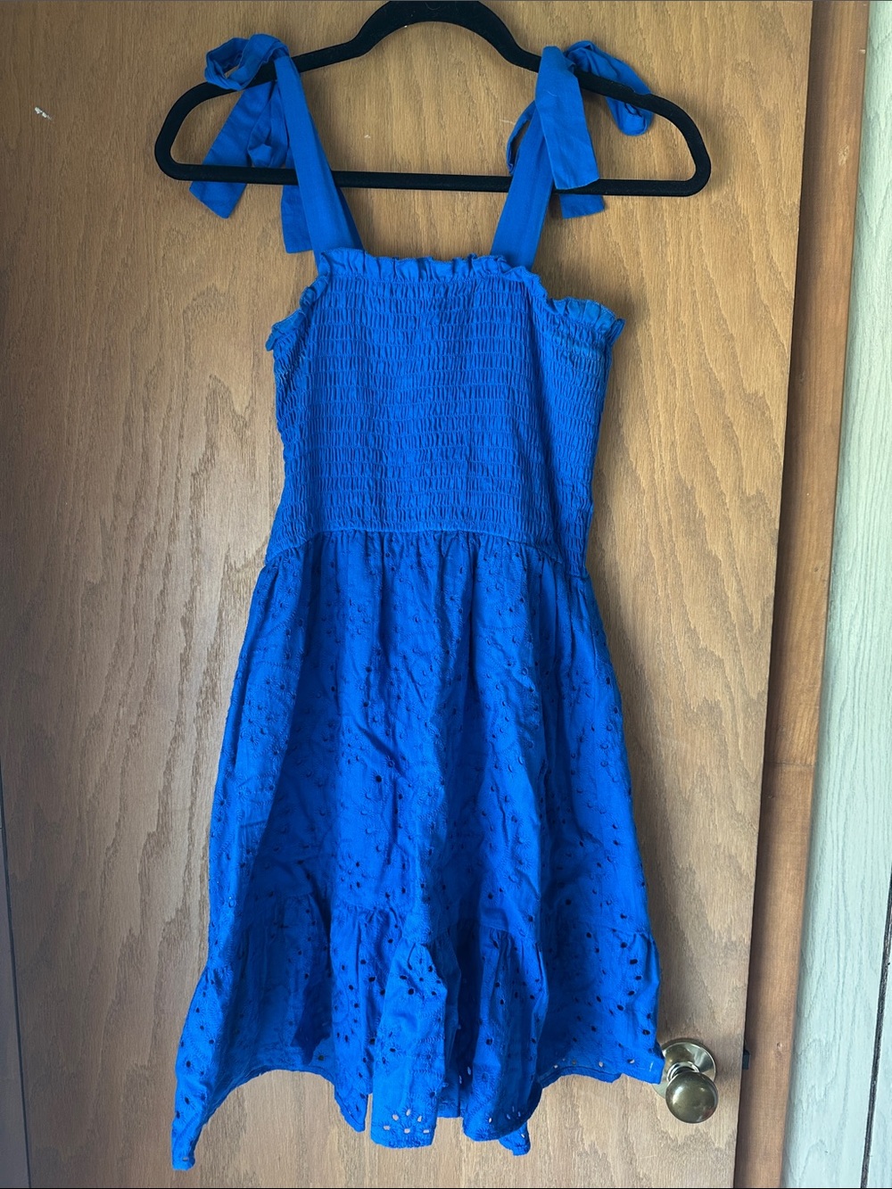 Blue Rain Royal Blue Tie-Shoulder Eyelet Dress